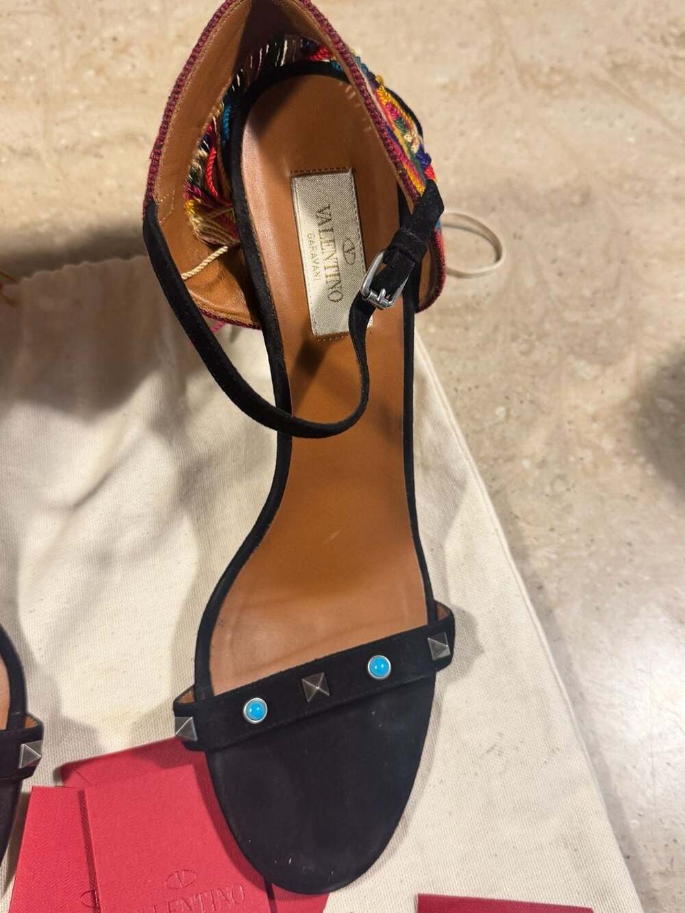 Valentino Garavani Rainbow Fringe Tassel Suede Sandals Heels EU 40.5 US 10 - Picture 7 of 9
